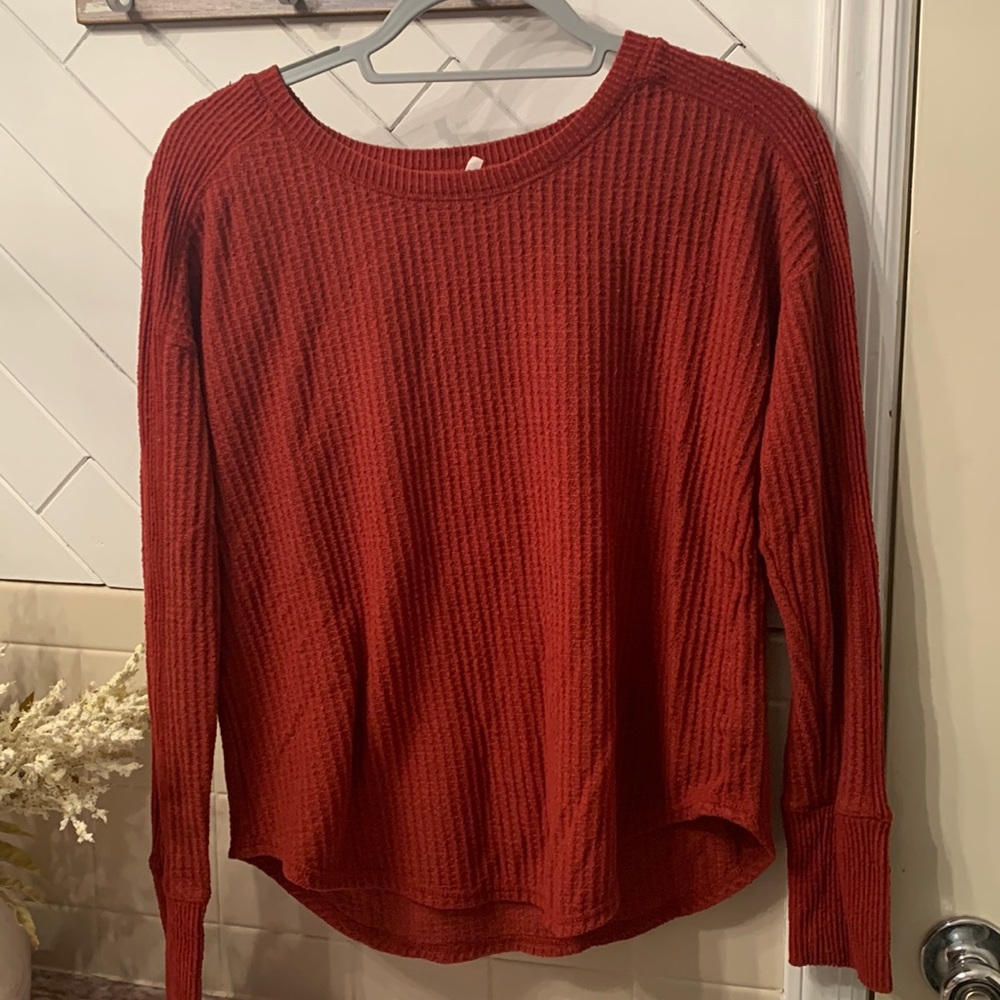 Mudd - Burnt orange, waffle long sleeve t-shirt, size S